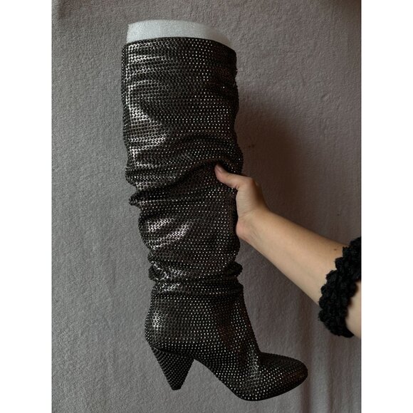 NEVER WORN NEW IN BOX INC Sparkly Rhinestone Bedazzled Knee High Heel Boots Size - Picture 7 of 9